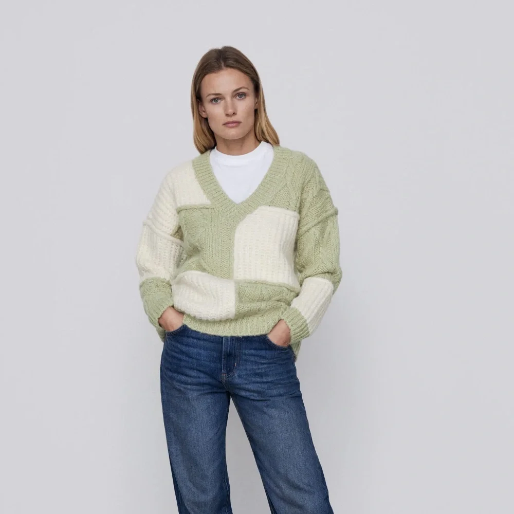 Zara Patchwork Knit Sweater M - Picture 1 of 6